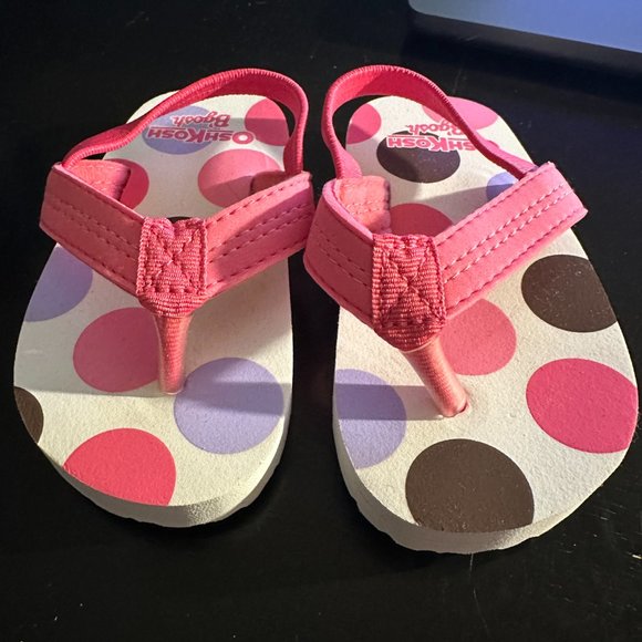 NWOT OshKosh B'gosh Pink Toddler Flip Flops with Back Sz S (5-6) - Picture 3 of 6